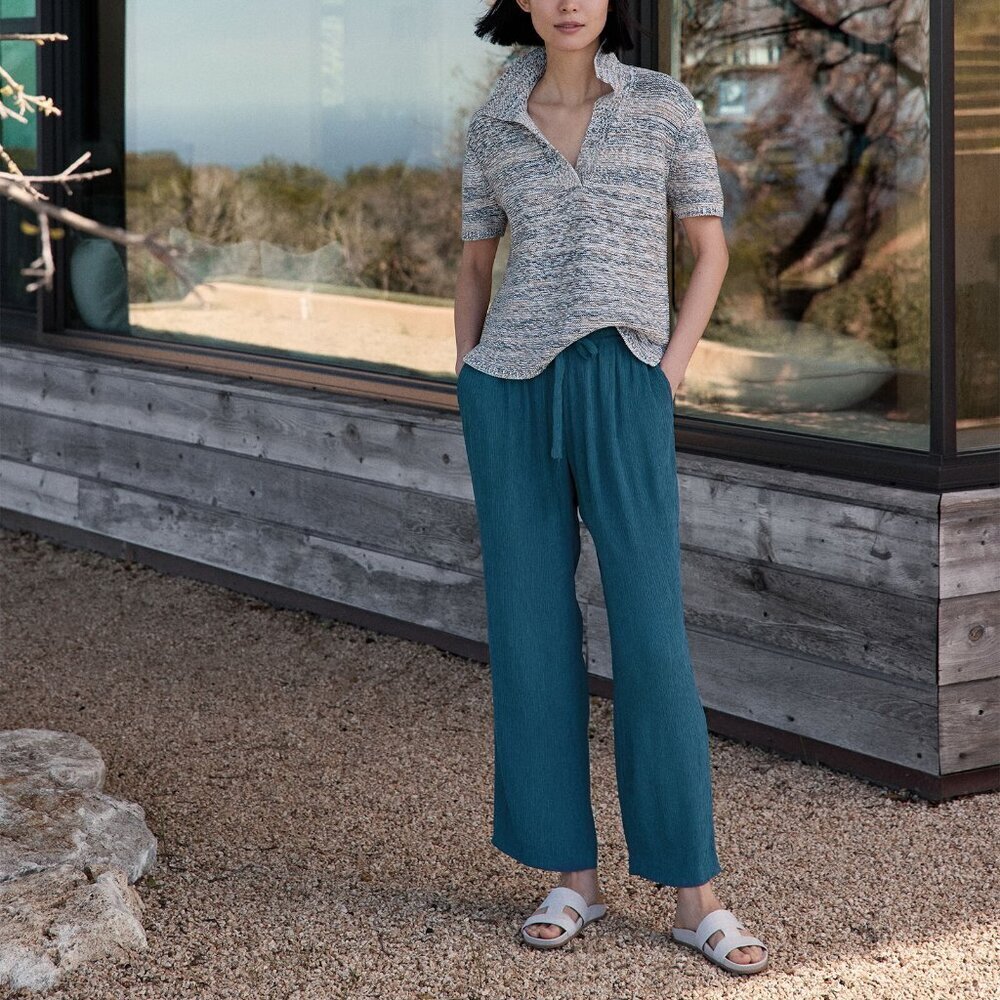 Haven Well Within Blue Textured Drawstring Naia Straight Leg Ankle Pants XL